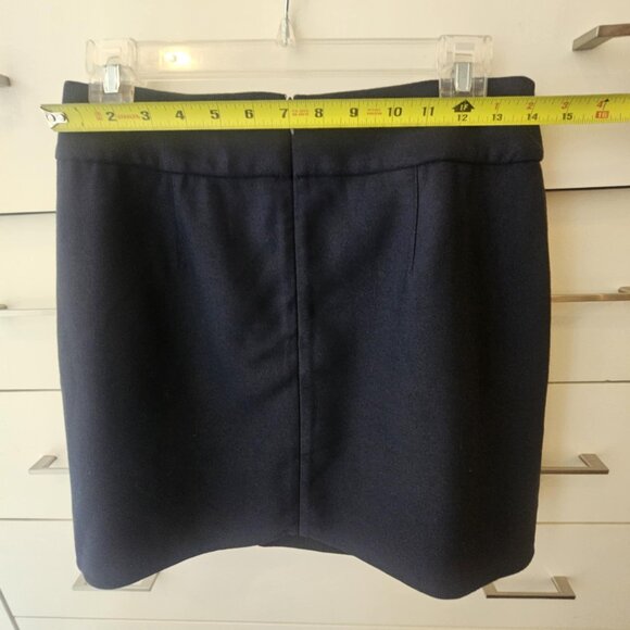 Uniqlo Women's Dark Navy Blue Faux Wrap Mini Skirt Minimalist Collegiate Size 8 - Picture 6 of 10
